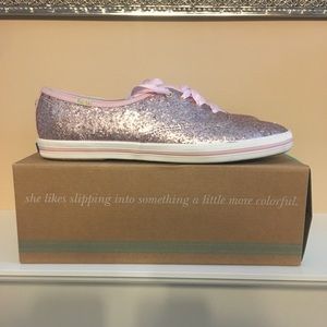 Gently used Kate Spade light pink glitter Keds